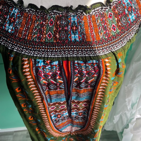 Off shoulder smocked tunic with Pom Pom hem. - Picture 2 of 6